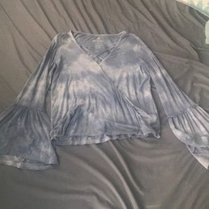 Blue long sleeve low cut shirt